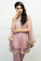 Lilac Embellished Net Cape with Raw Silk Trousers (2-Piece) - Image 5