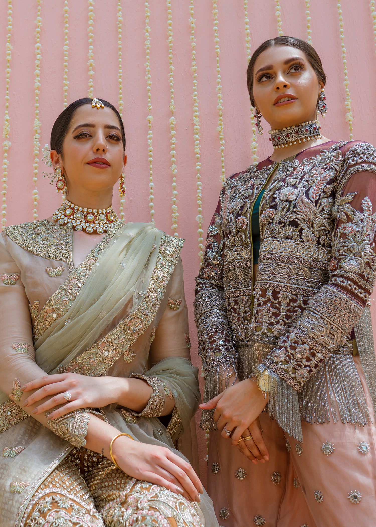 Pakistani Plum Hand-Embellished Net Jacket Dress (2-Piece) - Image 7