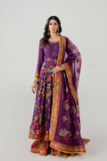 Purple Printed Lawn Anarkali Gharara (3-Piece) - Image 1