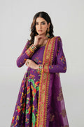 Purple Printed Lawn Anarkali Gharara (3-Piece) - Image 2