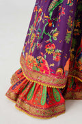 Purple Printed Lawn Anarkali Gharara (3-Piece) - Image 5