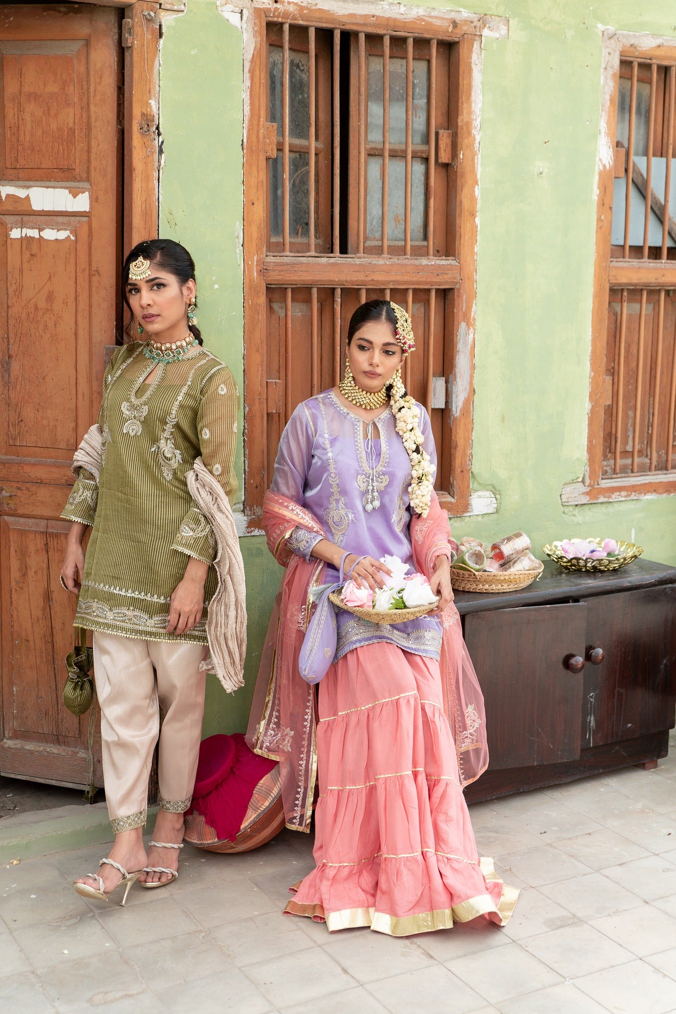 Lavender Zari & Gota Tissue Gharara (4-Piece) - Image 11