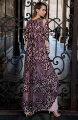 Plum Burnout Mirror Work Raw Silk Jacket (2-Piece) - Image 3