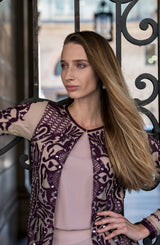 Plum Burnout Mirror Work Raw Silk Jacket (2-Piece) - Image 6