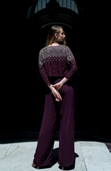 Purple Embroidered Chiffon Ombre Jacket Set (2-Piece) - Image 3