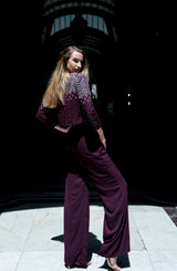 Purple Embroidered Chiffon Ombre Jacket Set (2-Piece) - Image 5