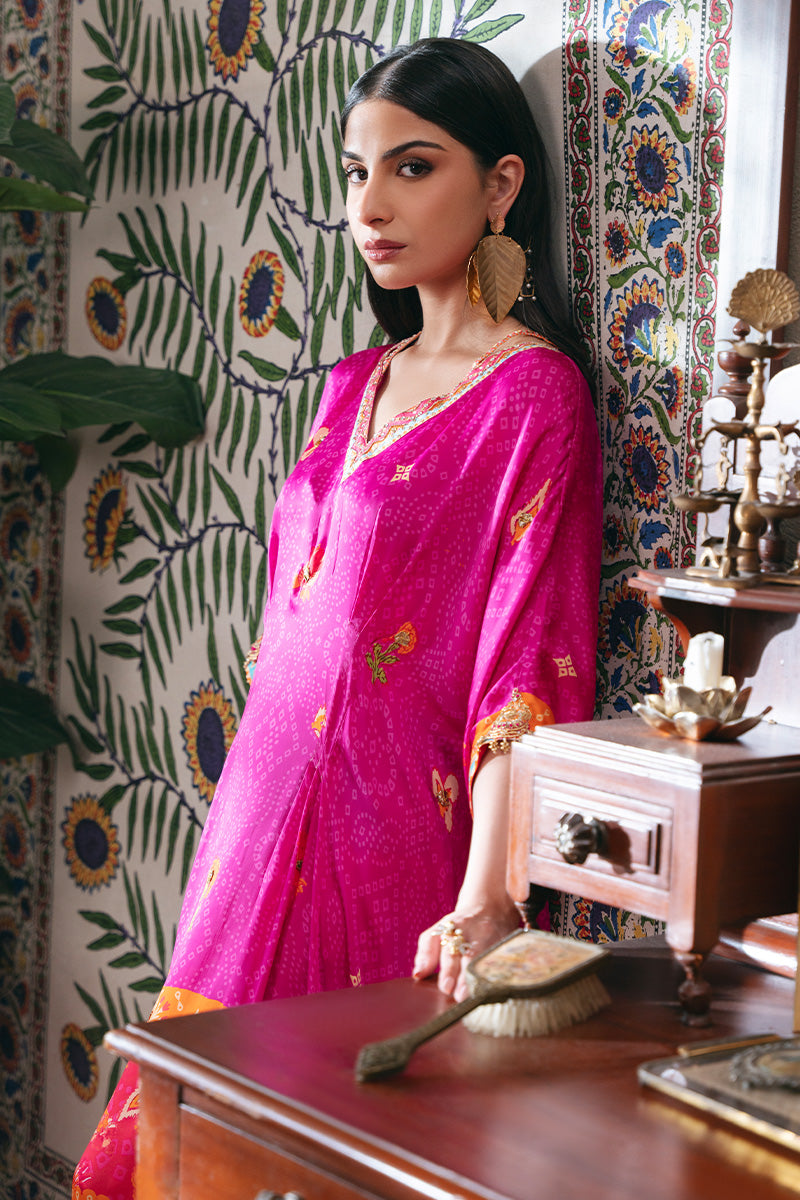 Purple Hand-Embellished Charmeuse Silk Kaftan (1-Pc) - Image 5