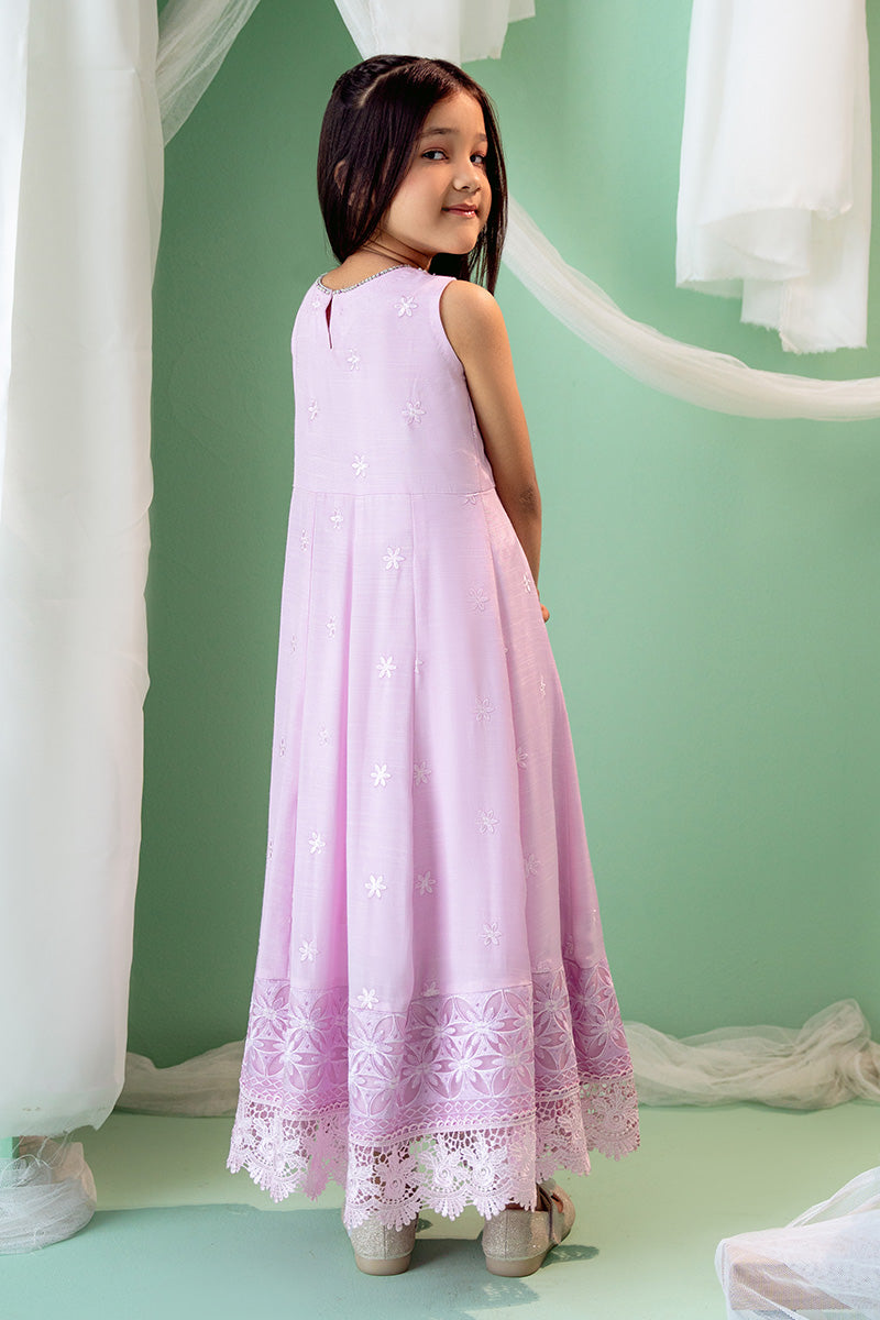 Lilac Embroidered Silk Kalidaar Dress (2-Piece) - Image 2