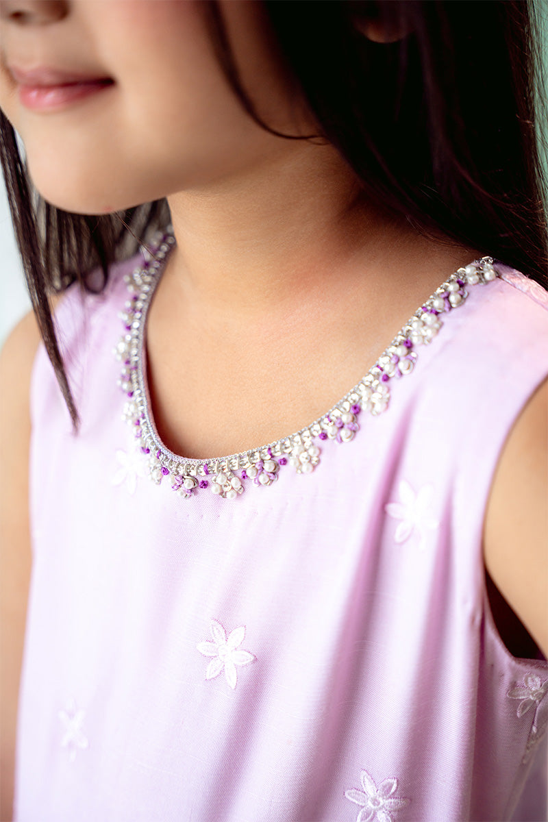 Lilac Embroidered Silk Kalidaar Dress (2-Piece) - Image 7