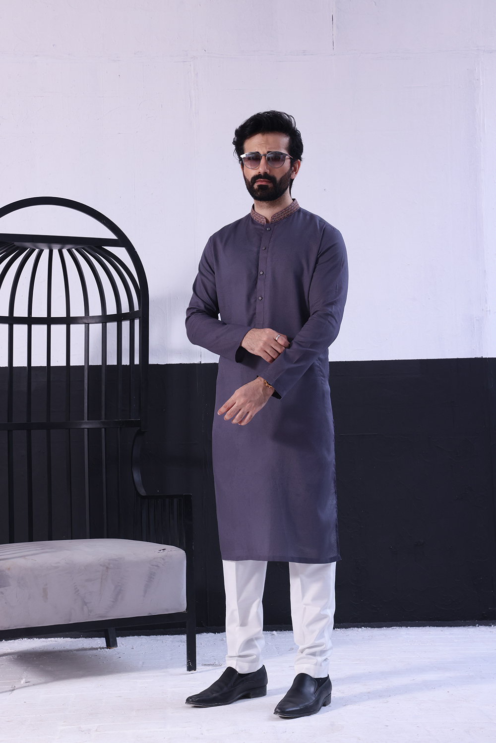 Deep Purple Cotton Straight Cut Kurta (2-Piece) - Image 1