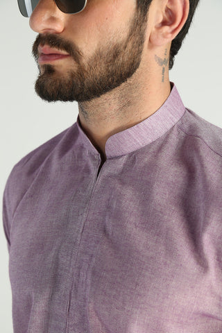 Light Purple Cotton Kurta (2-Piece) - Image 5