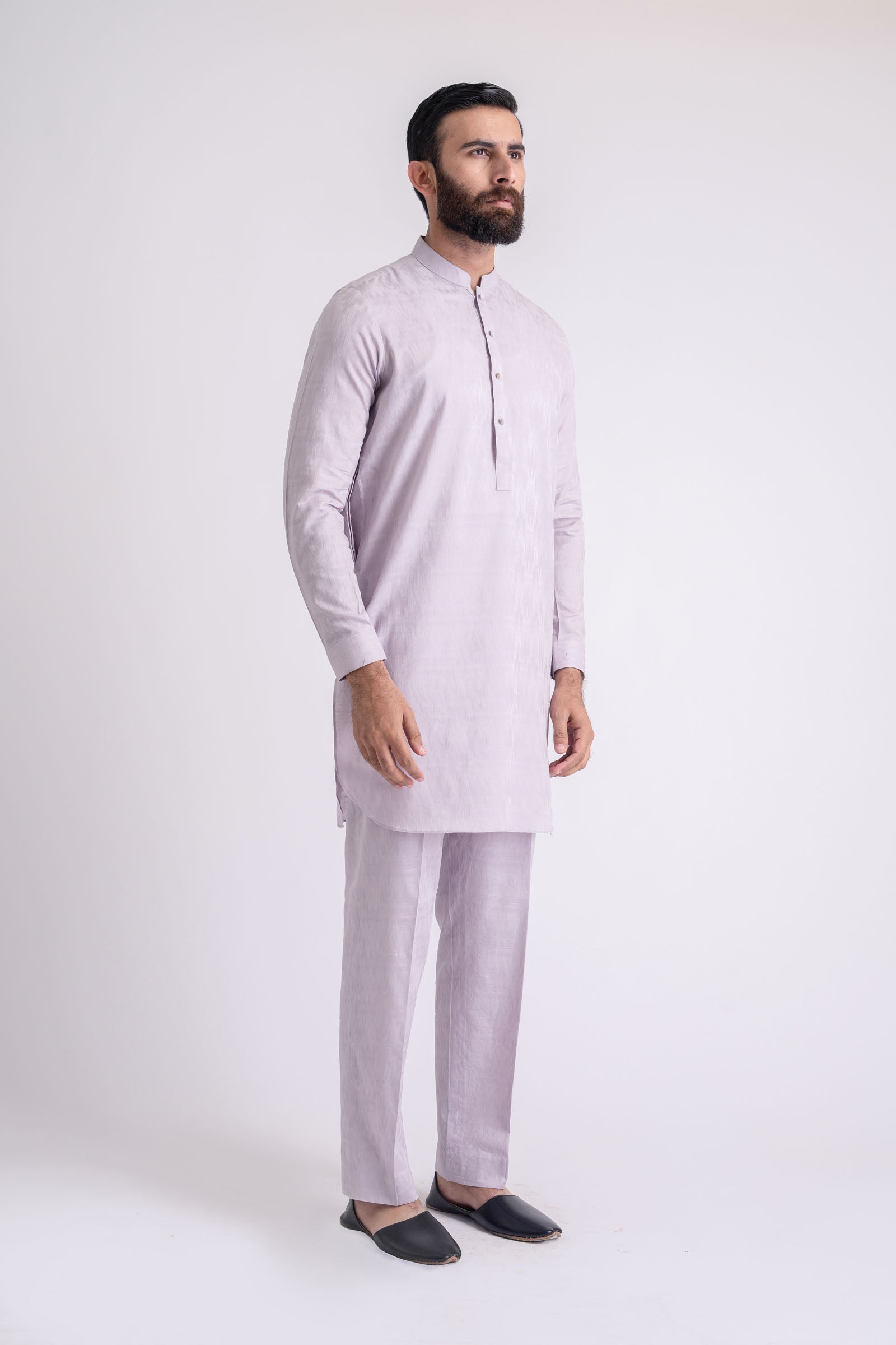 Light Purple Jacquard Cotton Kurta Trouser (2-Piece) - Image 1
