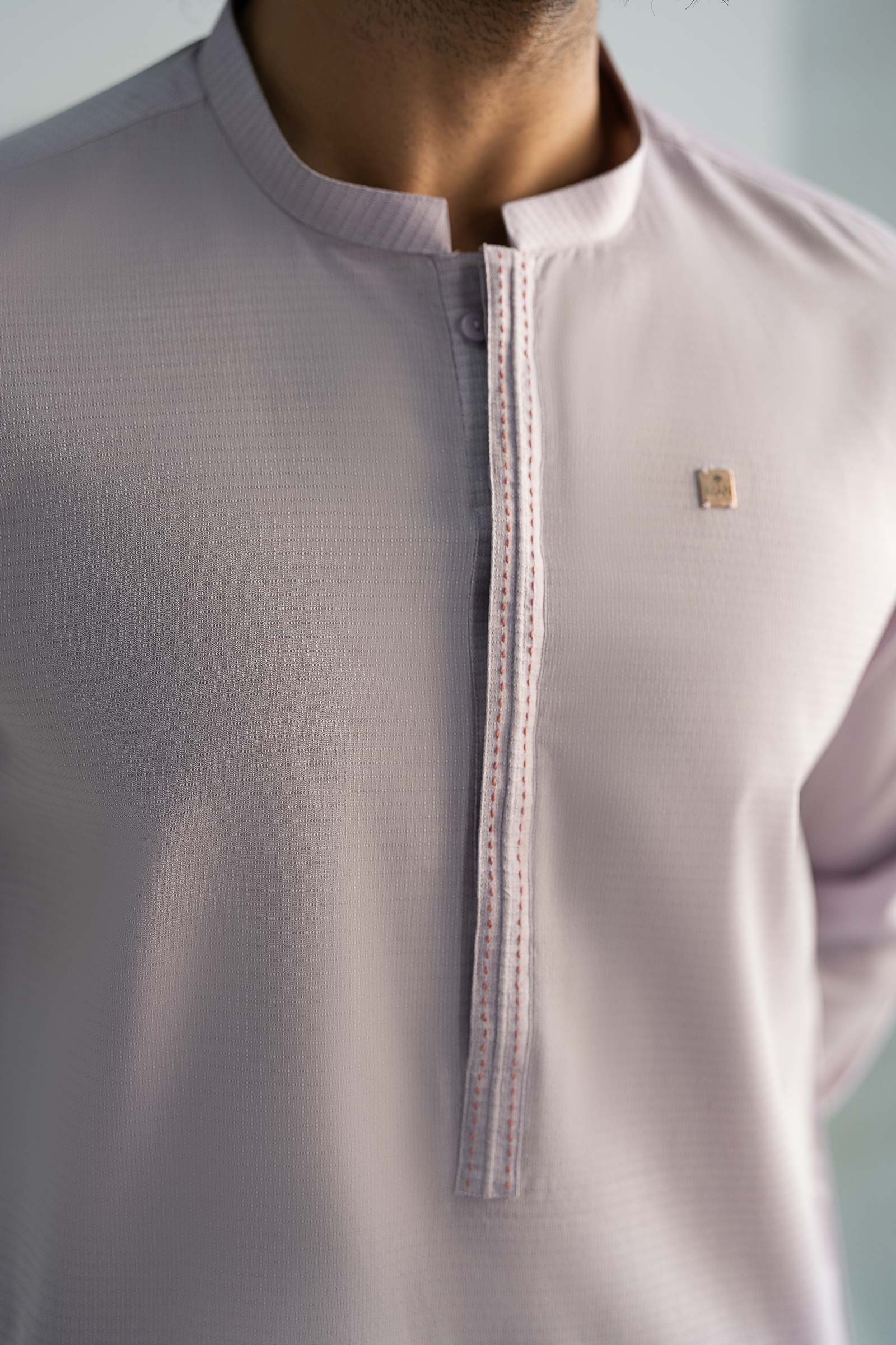 Light Purple Yarn-Dyed Straight Kurta Pajama (2-Piece) - Image 6