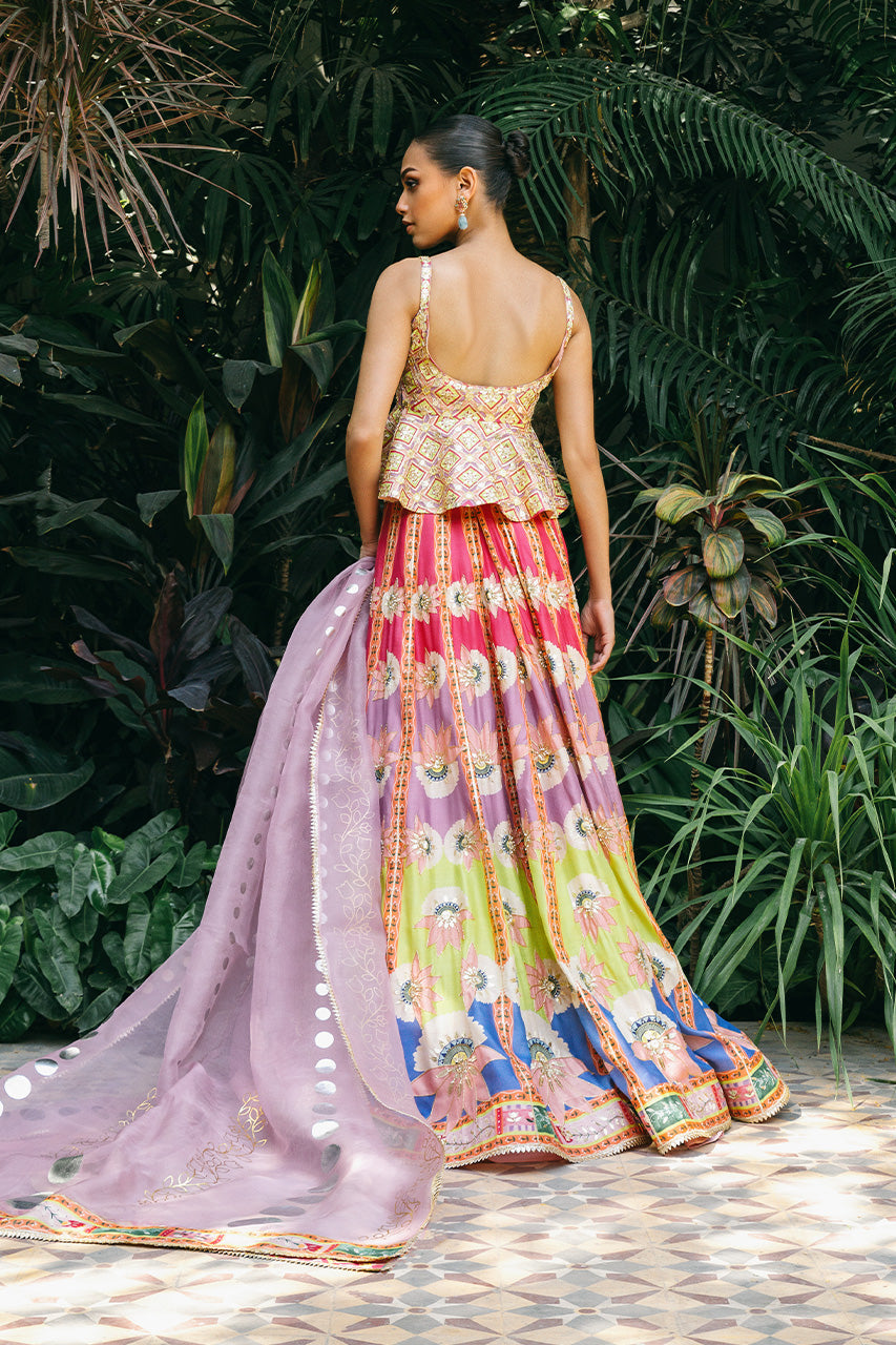 Lilac Gota Zardozi Khaddi Silk Lehenga (3-Piece) - Image 2