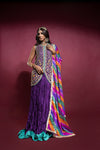 Pakistani Purple Zardozi Raw Silk Lehenga (3-Piece) - Image 1