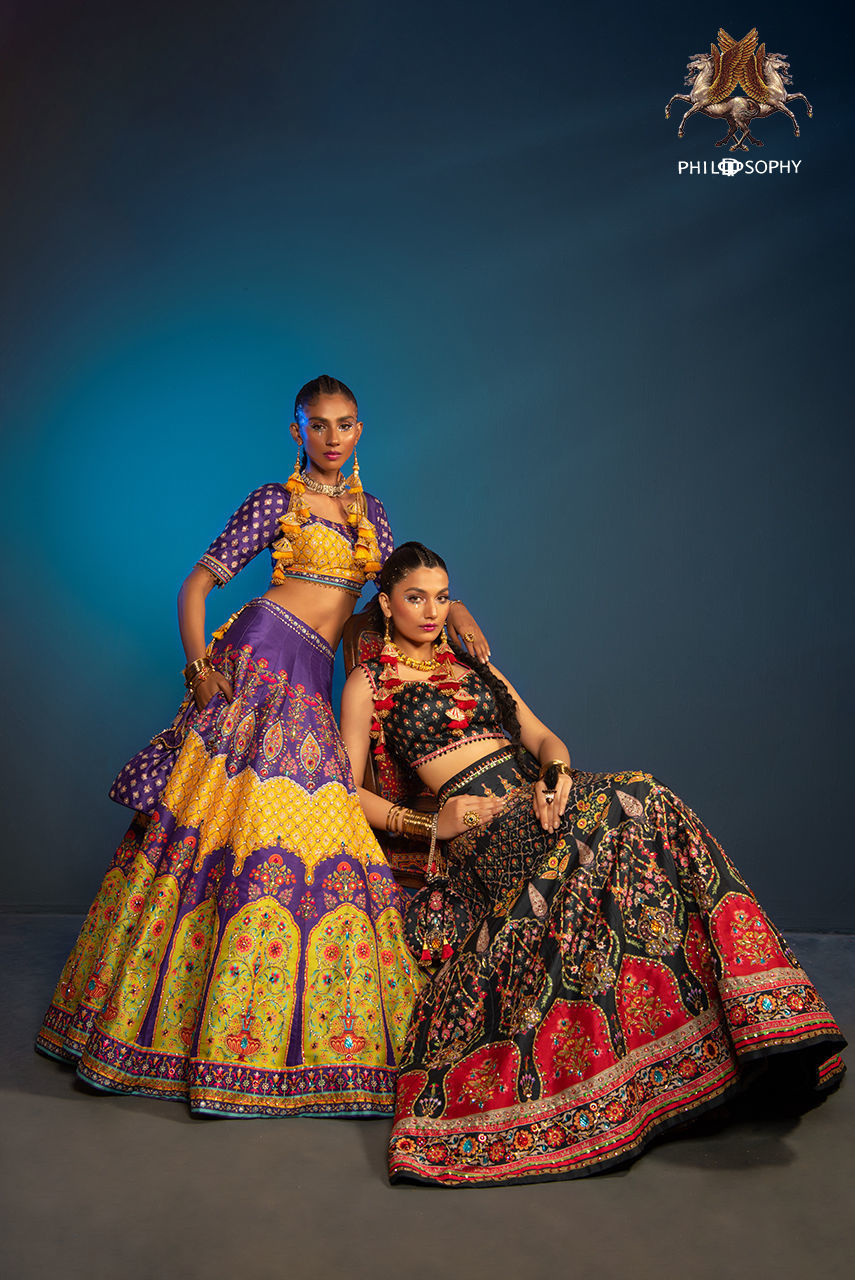 Purple Printed Silk-Blend Lehenga Choli (2-Piece) - Image 5