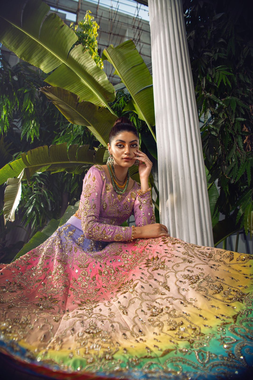 Lavender Tie-Dye Sequin Organza Lehenga (3-Piece) - Image 5