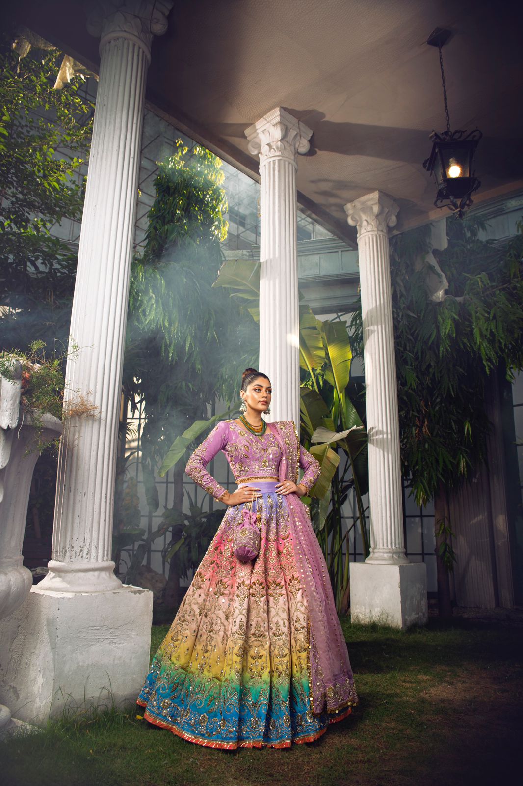 Lavender Tie-Dye Sequin Silk-Blend Lehenga (3-Piece) - Image 2