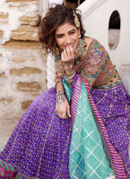 Purple Embroidered Silk-Blend Lehenga Choli (3-Piece) - Image 2