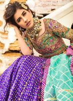 Purple Embroidered Silk-Blend Lehenga Choli (3-Piece) - Image 3