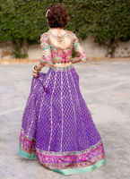 Purple Embroidered Silk-Blend Lehenga Choli (3-Piece) - Image 4