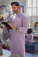 Lavender Self-Embroidered Cotton Kurta Set (2-Piece) - Image 2