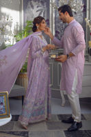Lavender Self-Embroidered Cotton Kurta Set (2-Piece) - Image 3