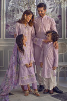 Lavender Self-Embroidered Cotton Kurta Set (2-Piece) - Image 4
