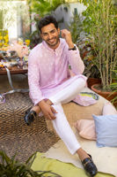 Lilac Chikan Embroidered Cotton Kurta (2-Piece) - Image 3