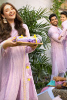 Lilac Chikan Embroidered Cotton Kurta (2-Piece) - Image 7