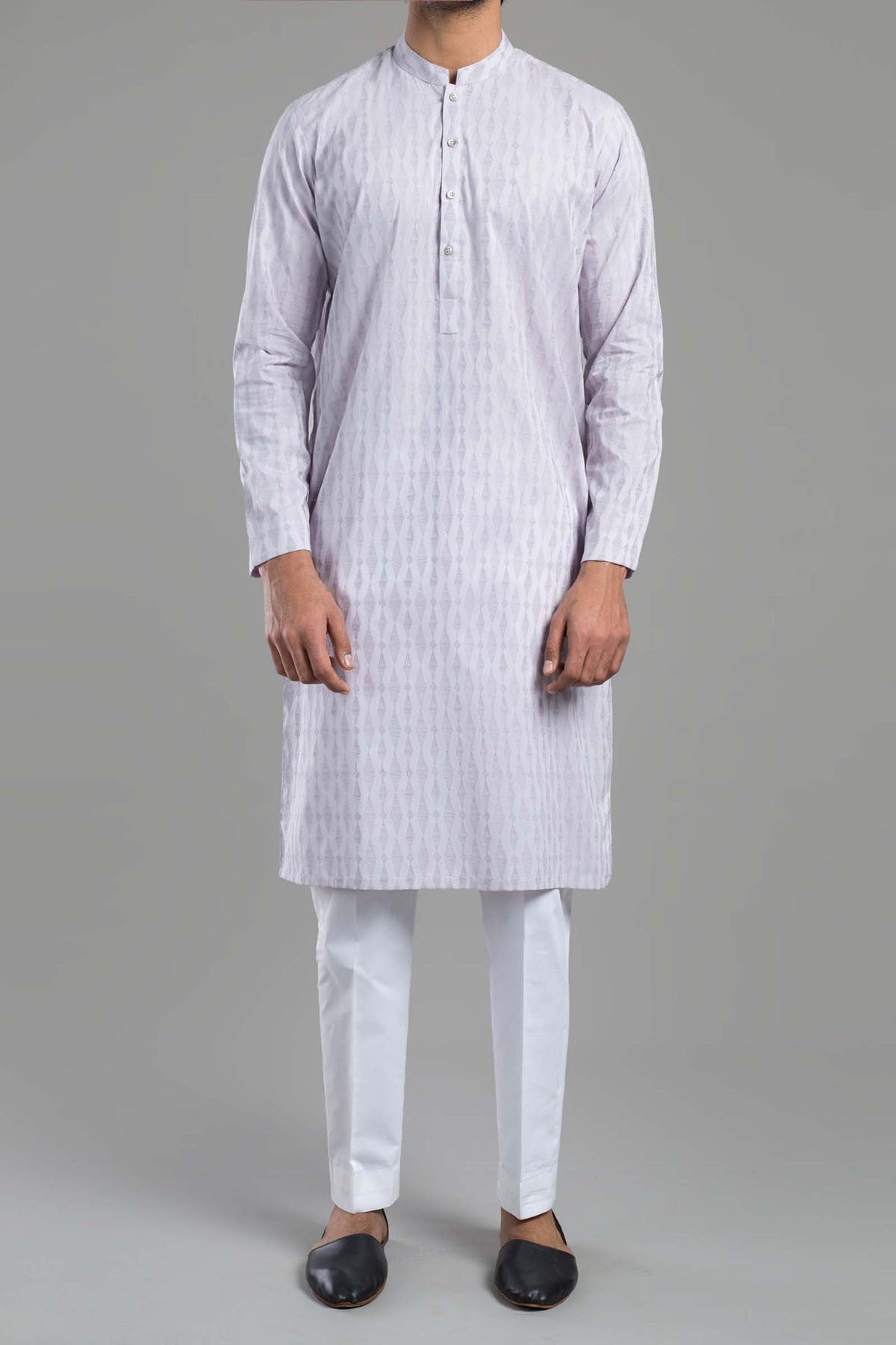 Purple Embroidered Egyptian Cotton Kurta (2-Piece) - Image 1