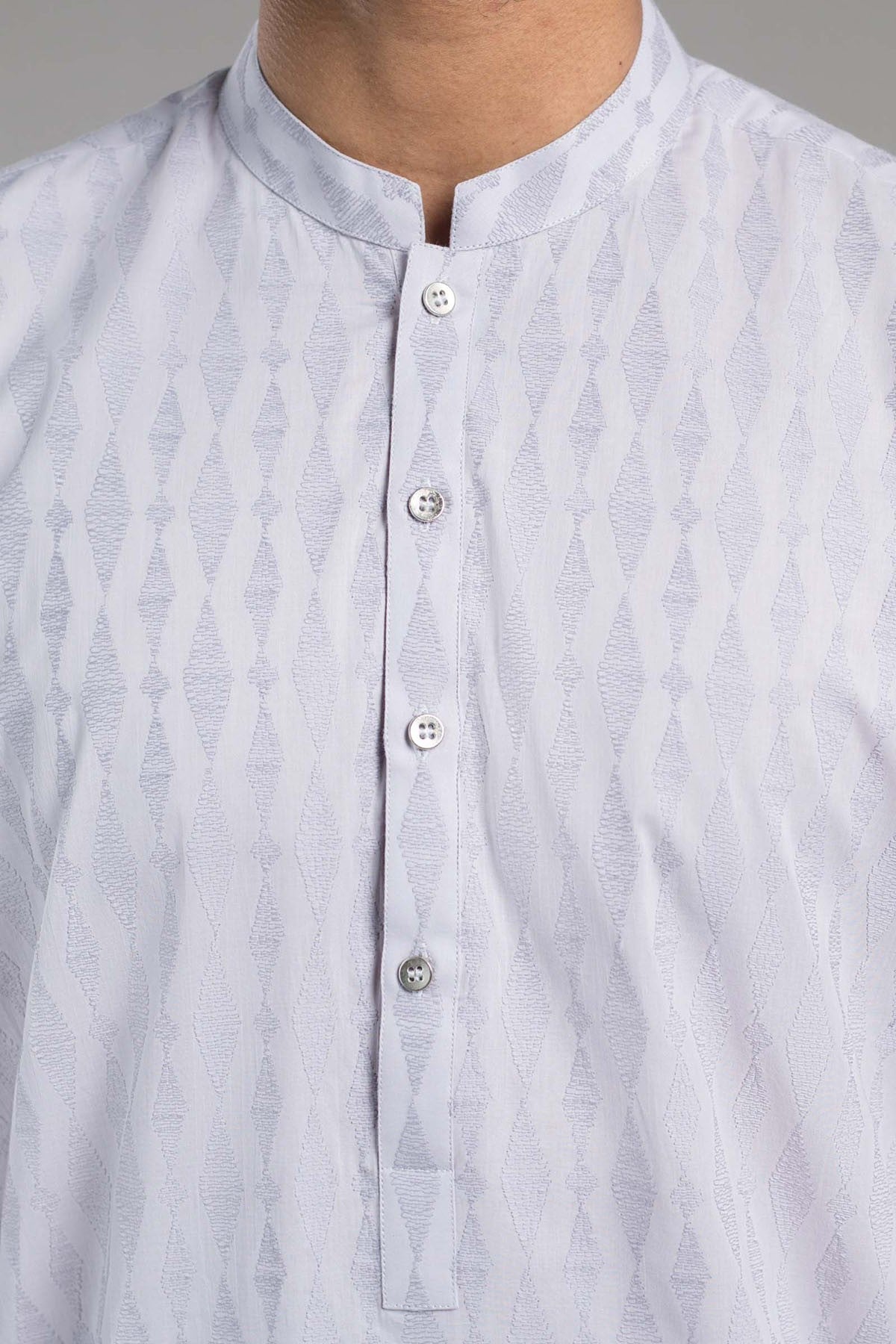 Purple Embroidered Egyptian Cotton Kurta (2-Piece) - Image 2