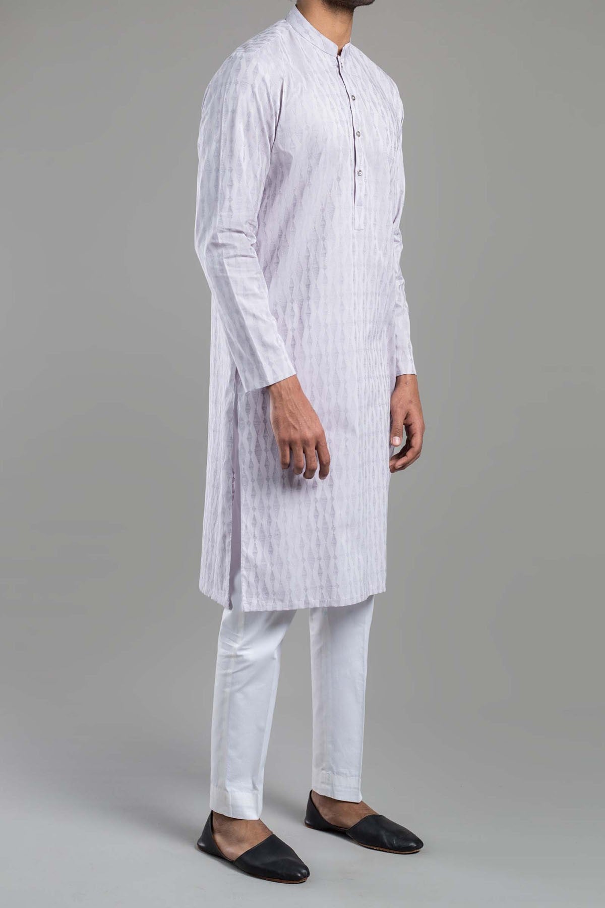 Purple Embroidered Egyptian Cotton Kurta (2-Piece) - Image 3