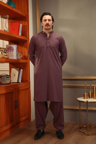 Purple Cotton-Polyester Shalwar Kameez (2-Piece) - Image 5