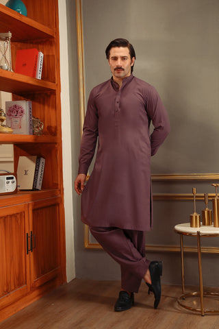 Purple Cotton-Polyester Shalwar Kameez (2-Piece) - Image 6