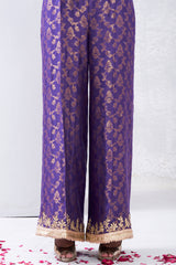 Pakistani Purple Gota Tilla Cotton Net Flared Pants (1-Pc) - Image 2