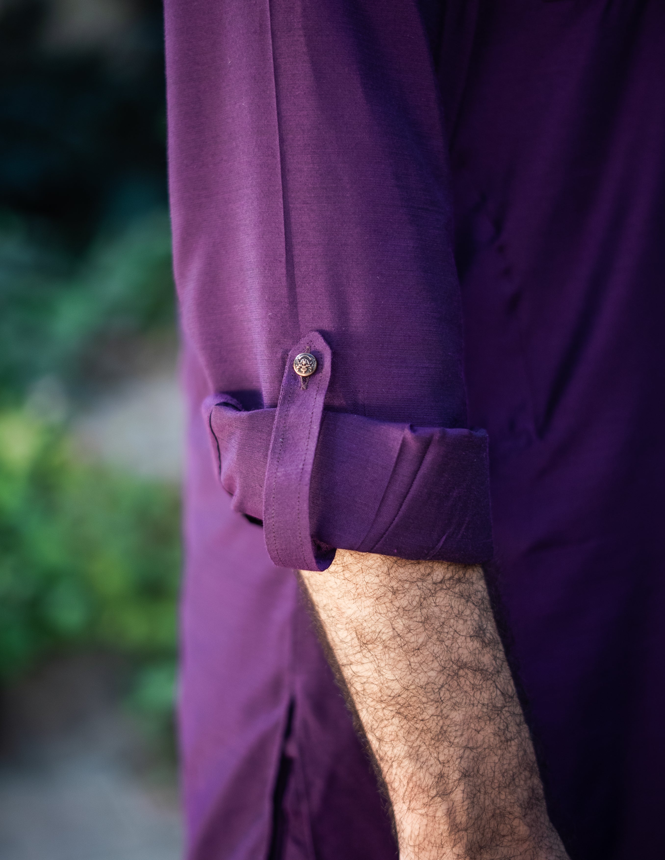 Deep Purple Cotton-Silk Pathani Suit (2-Piece) - Image 4