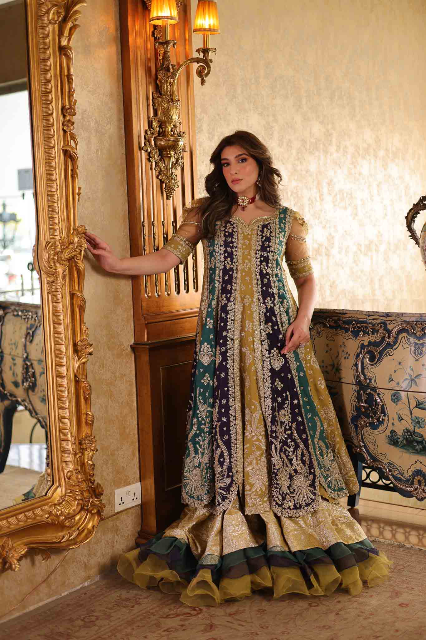 Midnight Purple Embroidered Raw Silk Pishwas (2-Piece) - Image 2