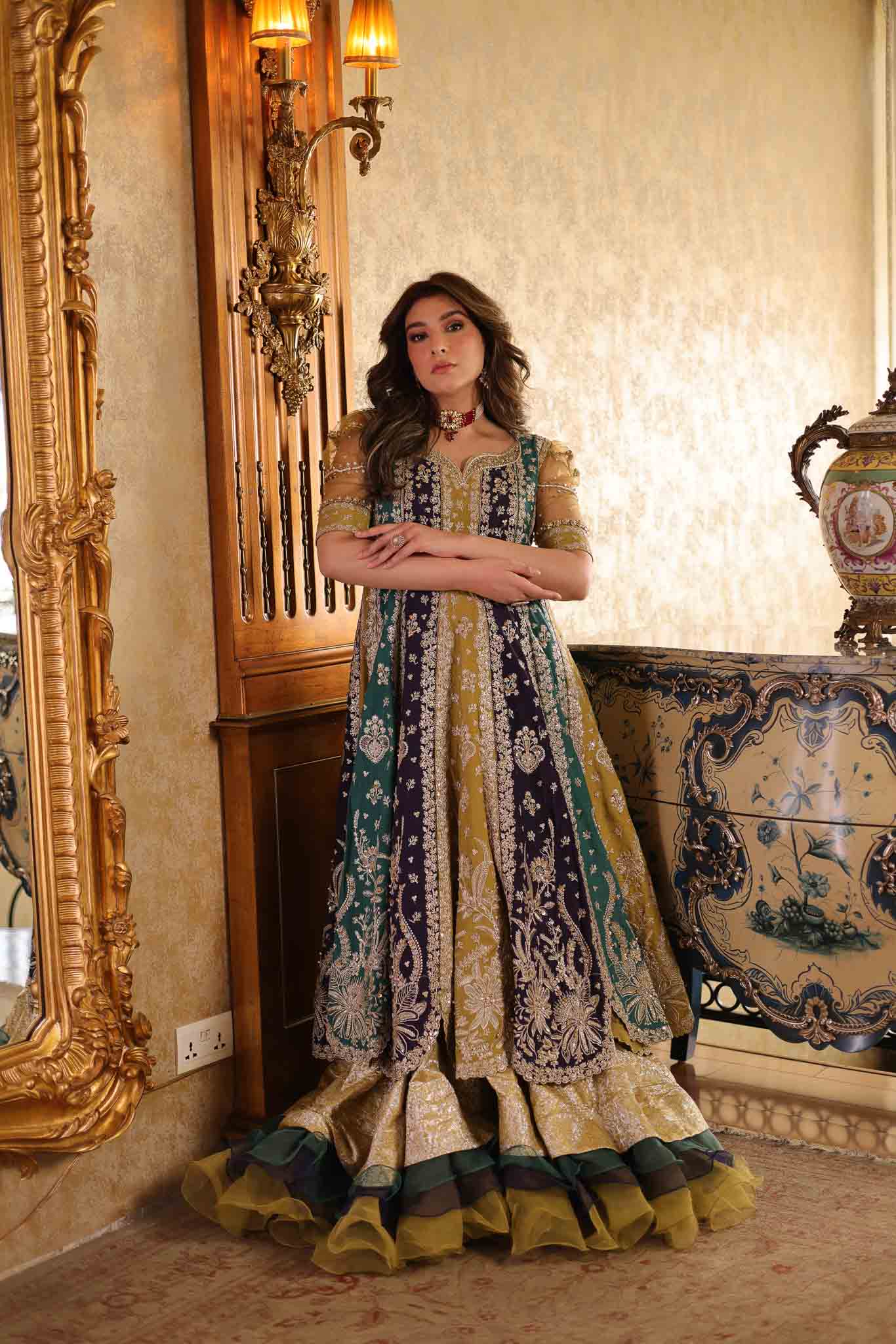 Midnight Purple Embroidered Raw Silk Pishwas (2-Piece) - Image 3