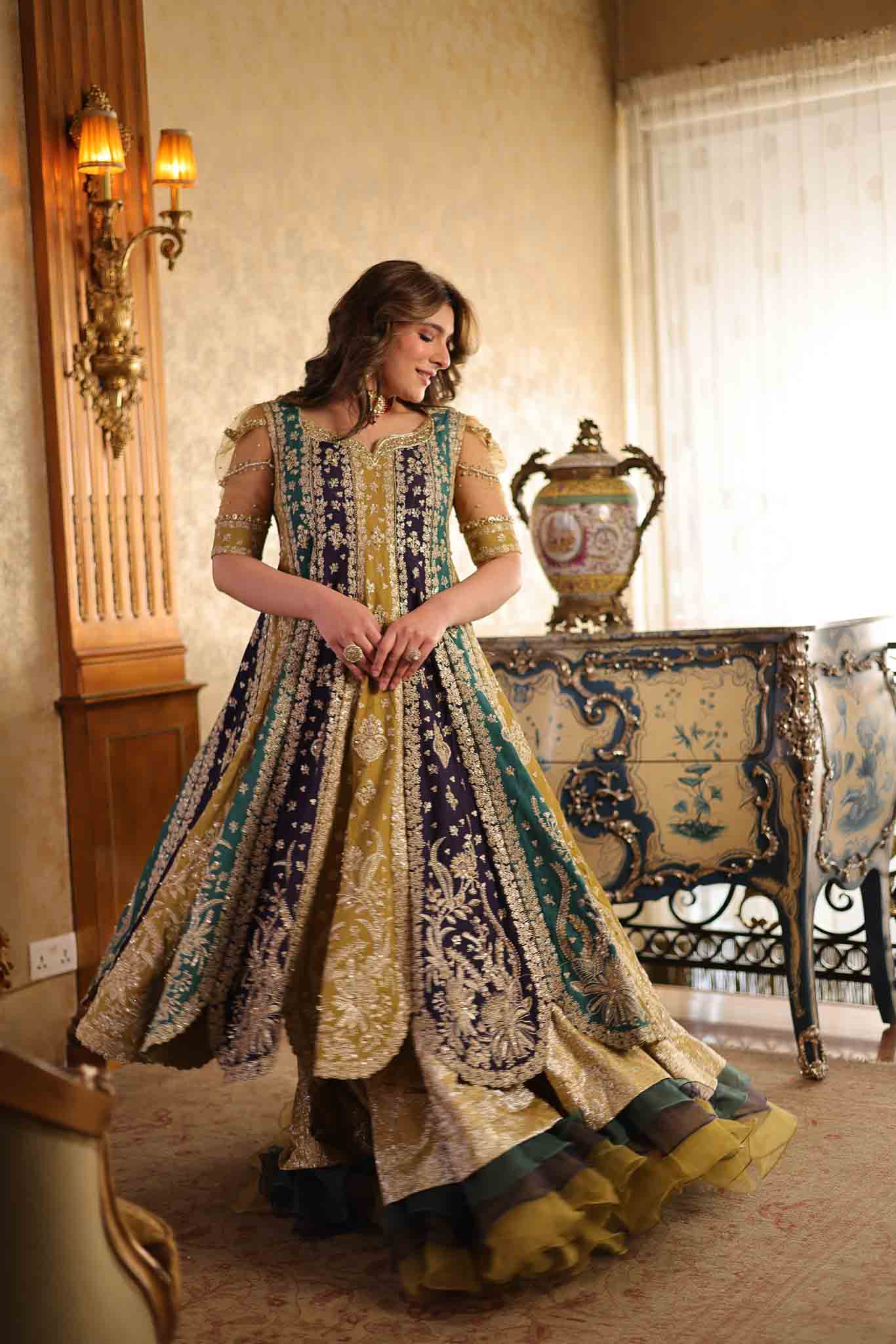 Midnight Purple Embroidered Raw Silk Pishwas (2-Piece) - Image 8