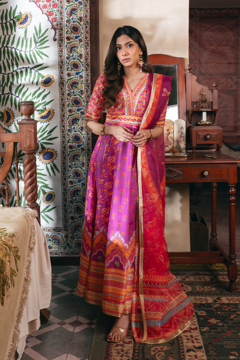 Pakistani Purple Hand-Embellished Raw Silk Pishwas (2-Piece) - Image 1