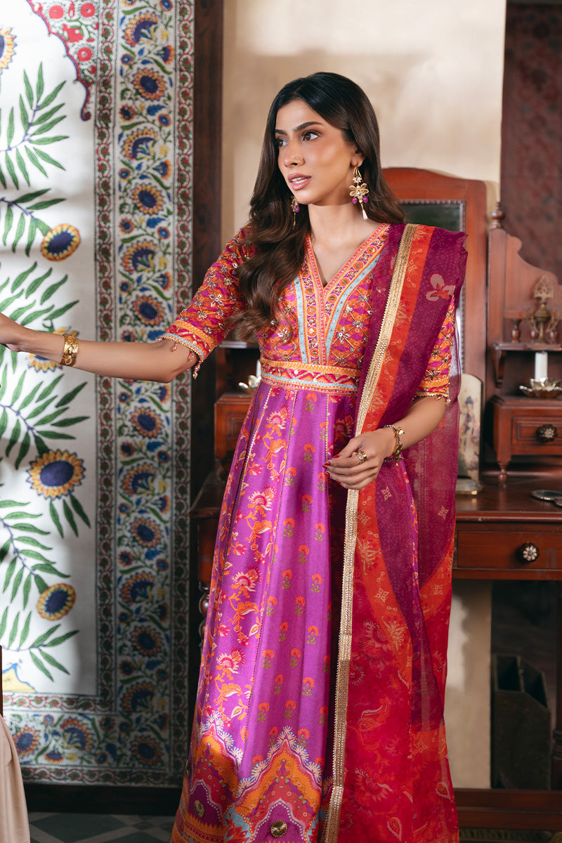 Pakistani Purple Hand-Embellished Raw Silk Pishwas (2-Piece) - Image 2