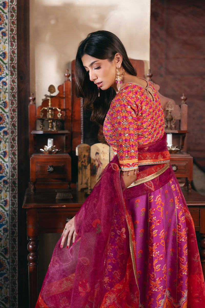 Pakistani Purple Hand-Embellished Raw Silk Pishwas (2-Piece) - Image 3