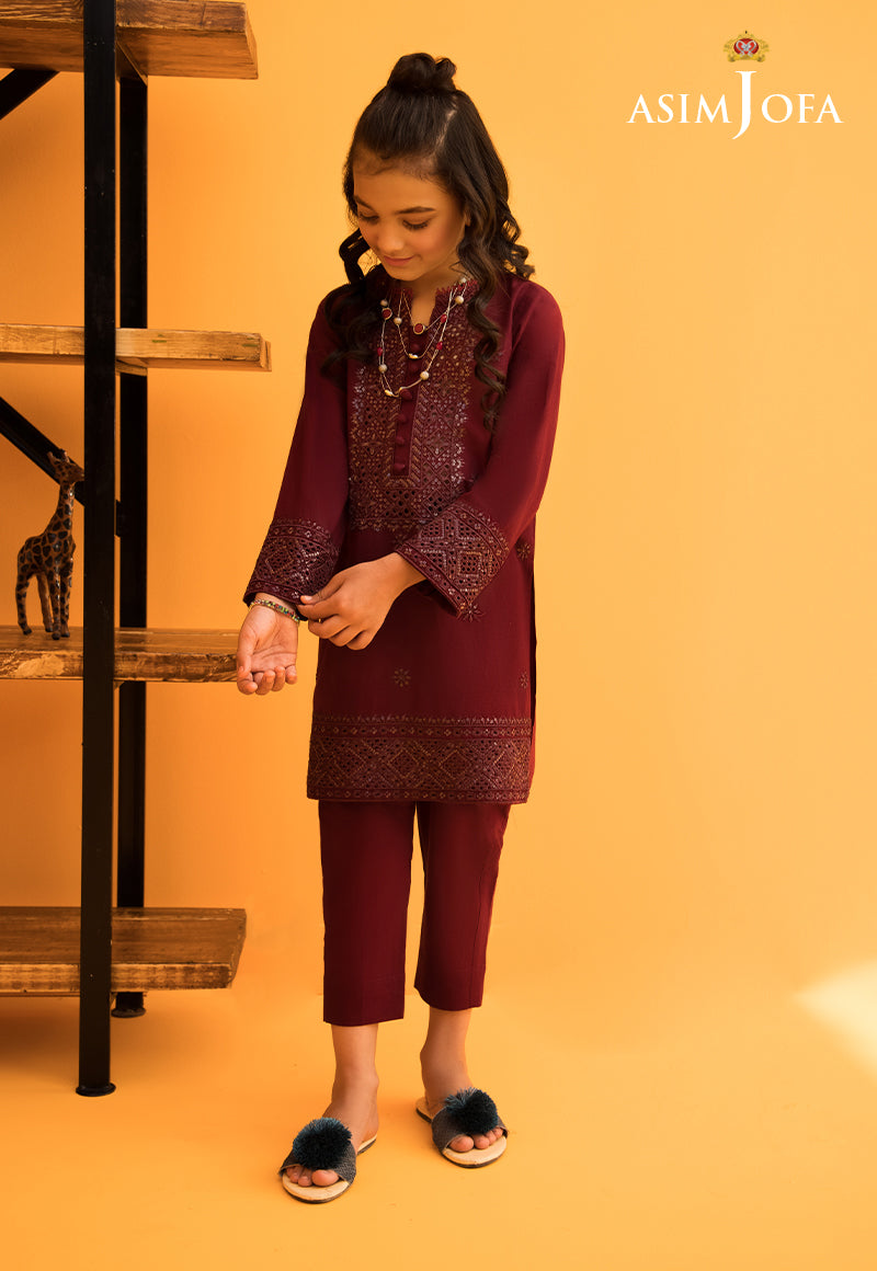 Pakistani Purple Embroidered Cambric Salwar Kameez (2-Piece) - Image 2