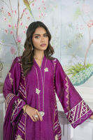 Violet Gota Zari Embroidered Long Shirt (3-Piece) - Image 3