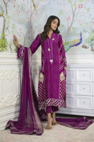 Violet Gota Zari Embroidered Long Shirt (3-Piece) - Image 6