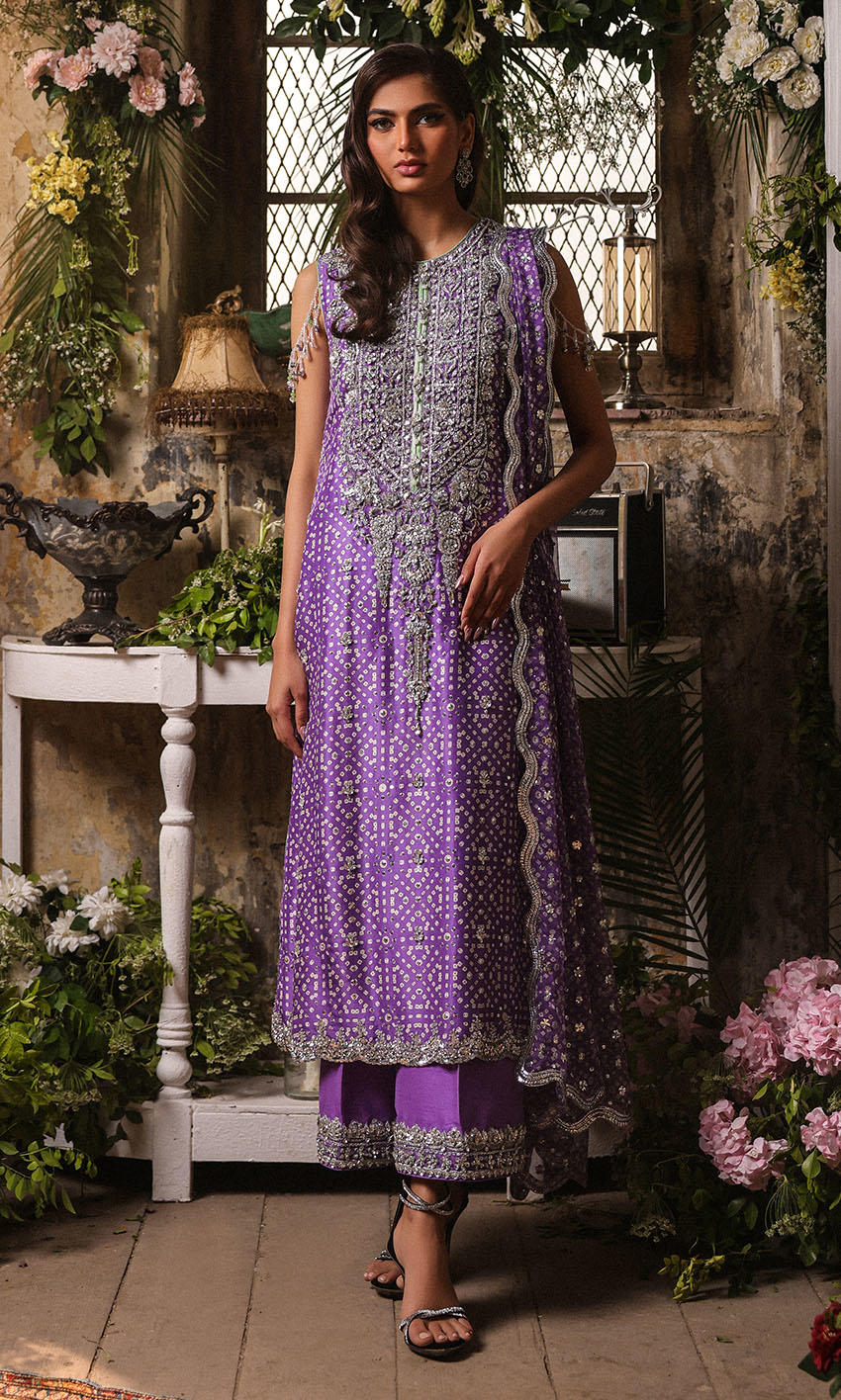 Purple Chunri Embroidered 3-Piece Salwar Kameez - Image 1