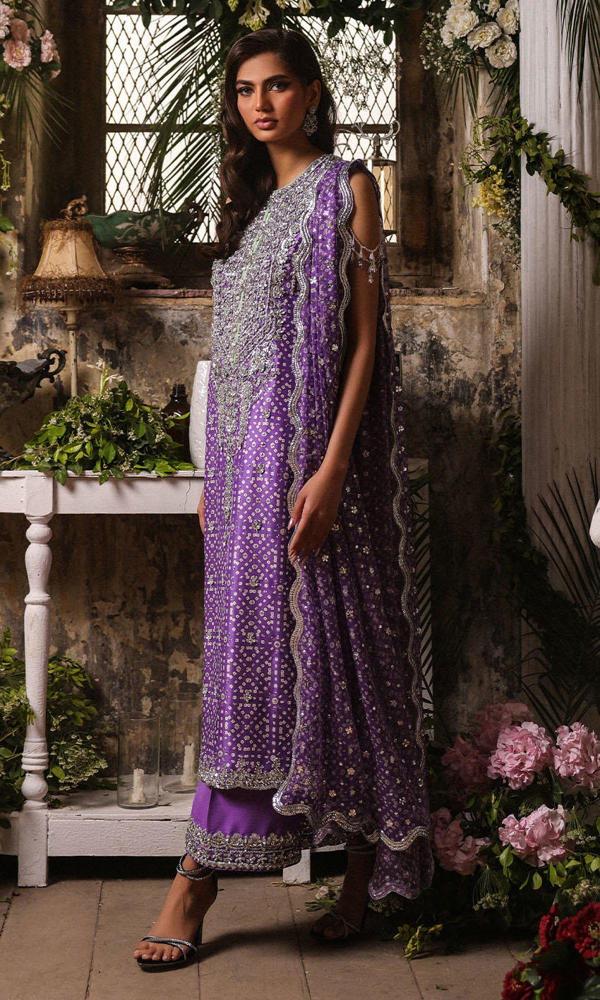 Purple Chunri Embroidered 3-Piece Salwar Kameez - Image 10
