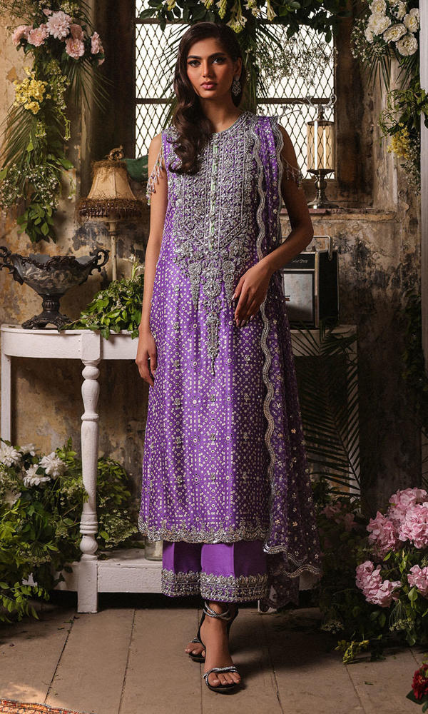 Purple Chunri Embroidered 3-Piece Salwar Kameez - Image 2
