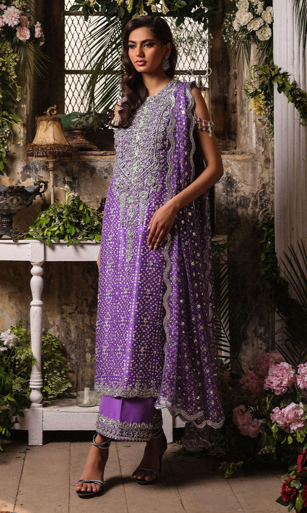 Purple Chunri Embroidered 3-Piece Salwar Kameez - Image 4